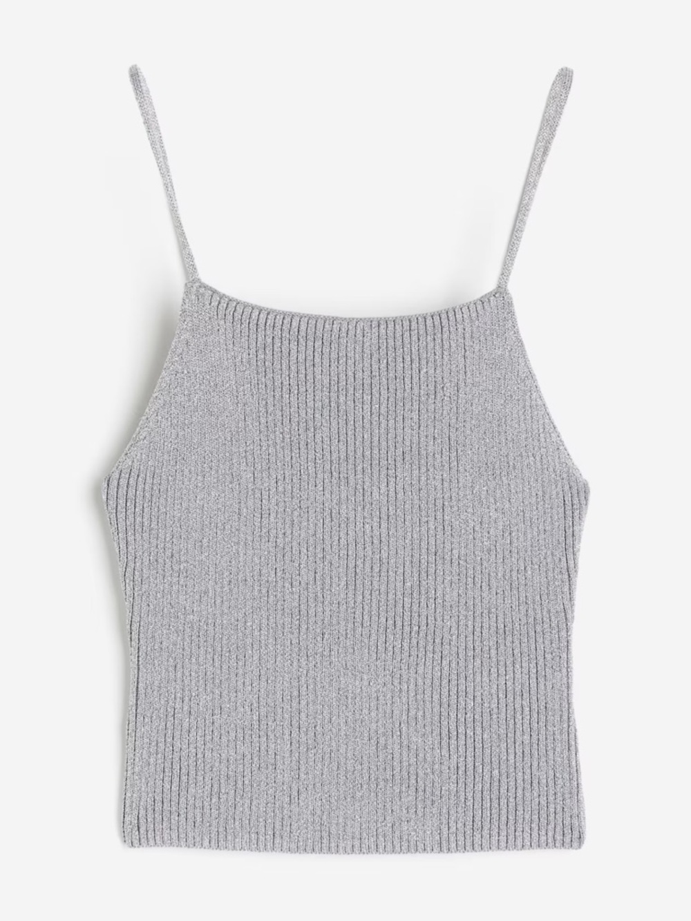 H&M Silver Ribbed Spaghetti Strap Camisole